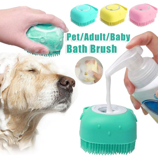 Gants de massage en silicone pour chien, brosse de nettoyage pour salle de bain pour animaux de compagnie et chats, peigne, brosse pour chien, peut verser du shampoing